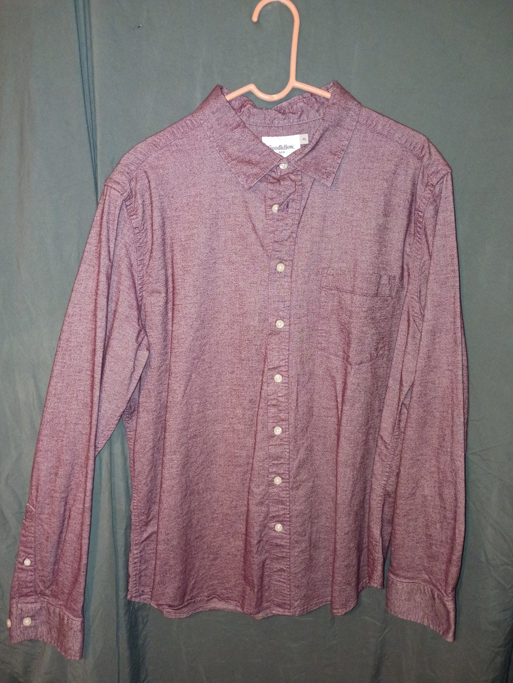 Goodfellow & Co Heathered Burgundy Long-Sleeve Button-Down Shirt
